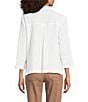 Ali Miles Woven Dotted Stripe Wire Collar 3/4 Sleeve Button-Front Shirt - Image 2