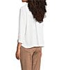 Ali Miles Woven Dotted Stripe Wire Collar 3/4 Sleeve Button-Front Shirt - Image 4