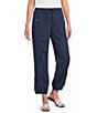 Ali Miles Woven Drawstring With Elastic Waistband Straight Leg Crop Length Pants - Image 1