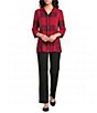 Ali Miles Woven Flat Front Straight Leg Ankle Length Front Pintuck Pull On Pants - Image 3