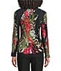 Ali Miles Woven Floral Print Point Collar Long Sleeve Pleated Front Blouse - Image 2