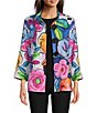 Ali Miles Woven Floral Wire Collar 3/4 Sleeve Button Front Jacket,Specials : American Fashion Style Bags On Sale