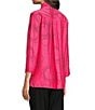 Ali Miles Woven Geometric Print Point Collar 3/4 Sleeve Button-Front Tunic, Color:Raspberry/Black - Image 4