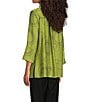 Ali Miles Woven Geometric Print Point Collar 3/4 Sleeve Button-Front Tunic, Color:Olive/Black - Image 4