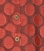 Ali Miles Woven Jacquard Allover Dot Point Collar 3/4 Cinched Sleeve Button Front Shirt - Image 4