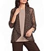 Ali Miles Woven Mesh 3/4 Sleeve High Low Open Front Jacket - Image 1