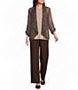 Ali Miles Woven Mesh 3/4 Sleeve High Low Open Front Jacket - Image 3