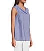 Color:Periwinkle - Image 3 - Woven Mesh Cowl Neck Sleeveless Tunic