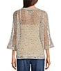 Ali Miles Woven Mesh Speckled V-Neck Elbow Length Sleeve Button Front Jacket - Image 2