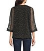 Ali Miles Woven Mesh Speckled V-Neck Elbow Length Sleeve Button Front Jacket - Image 2