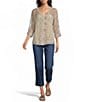 Ali Miles Woven Mesh Speckled V-Neck Elbow Length Sleeve Button Front Jacket - Image 3