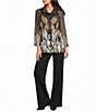 Ali Miles Woven Mesh Wire Collar 3/4 Sleeve Front Button Jacket - Image 3