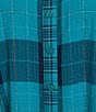 Ali Miles Woven Plaid Multi Print Point Collar 3/4 Roll-Tab Sleeve Button-Front Tunic, Color:Plaid Multi - Image 6