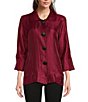 Color:Burgan - Image 1 - Woven Point Collar 3/4 Cuffed Pleated Sleeve Welt Pocket Button Front Tunic