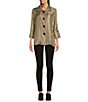Color:Dark Taupe - Image 3 - Woven Point Collar 3/4 Cuffed Pleated Sleeve Welt Pocket Button Front Tunic