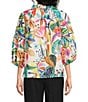 Ali Miles Woven Print Split V-Neck 3/4 Sleeve Top - Image 2