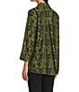 Ali Miles Woven Printed Point Collar 3/4 Roll-Tab Sleeve Button Front Tunic, Color:Olive/Black - Image 4