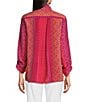 Ali Miles Woven Printed Wire Neck 3/4 Roll-Tab Sleeve Button Front Tunic, Color:Multi - Image 2