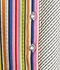 Ali Miles Woven Solid Multi Stripe Point Collar 3/4 Sleeve High-Low Hem Button-Front Shirt - Image 6