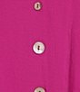 Ali Miles Woven Solid Wire Collar 3/4 Sleeve Pleated Hem Button Front Tunic, Color:Magenta - Image 4