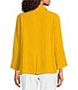 Ali Miles Woven Solid Wire Collar 3/4 Sleeve Pleated Hem Button Front Tunic, Color:Harvest - Image 2