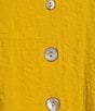 Ali Miles Woven Solid Wire Collar 3/4 Sleeve Pleated Hem Button Front Tunic, Color:Harvest - Image 4