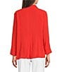Ali Miles Woven Solid Wire Collar 3/4 Sleeve Pleated Hem Button Front Tunic, Color:Spice - Image 2