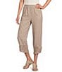 Ali Miles Woven Texture Wide Leg Tulip Hem Cropped Pants - Image 1
