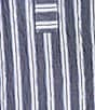 Ali Miles Woven Textured Stripe Banded Collar 3/4 Sleeve Top - Image 6