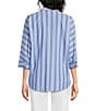 Ali Miles Woven Yarn Dye Stripe Wire Collar 3/4 Dolman Sleeve Tunic - Image 2