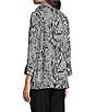 Ali Miles Woven Zebra Leopard Print Wire Collar 3/4 Sleeve Button Front Tunic, Color:White/Black - Image 4
