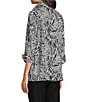 Ali Miles Woven Zebra Leopard Print Wire Collar 3/4 Sleeve Button Front Tunic, Color:White/Black - Image 8