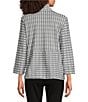 Ali Miles Yarn-Dye Jacquard Knit Striped Point Collar Long Sleeve Button Front Top - Image 2