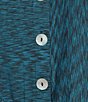 Ali Miles Yarn-Dye Knit Abstract Print Point Collar 3/4 Cuff Sleeve Button Front Tunic, Color:Dark Teal - Image 10