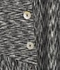 Ali Miles Yarn-Dye Knit Abstract Print Point Collar 3/4 Cuff Sleeve Button Front Tunic, Color:Black/White - Image 11