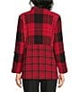 Ali Miles Yarn Dye Woven Plaid Wire Collar Rolled Tab Sleeve Button Front Shirt - Image 2