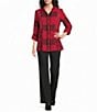 Ali Miles Yarn Dye Woven Plaid Wire Collar Rolled Tab Sleeve Button Front Shirt - Image 3