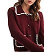 All in Favor Collard Button Front Cardigan, Color:Burgundy - Image 4
