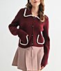 All in Favor Collard Button Front Cardigan, Color:Burgundy - Image 5