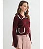 All in Favor Collard Button Front Cardigan, Color:Burgundy - Image 7