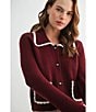 All in Favor Collard Button Front Cardigan, Color:Burgundy - Image 9
