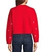 All in Favor Metallic Bow Embellishment Sweater, Color:Red - Image 2