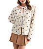 All in Favor Peter Pan Sherpa Bow Embroidered Tie Front Jacket, Color:Cream - Image 3