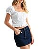 All in Favor Puff Sleeve Lace Contrast Top - Image 3