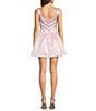 All in Favor Square Neck Drop Waist Bow Mini Dress, Color:Pink - Image 2