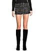 All in Favor Tweed Sequin Mini Skirt, Color:Black - Image 1