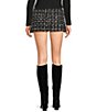 All in Favor Tweed Sequin Mini Skirt, Color:Black - Image 2
