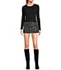 All in Favor Tweed Sequin Mini Skirt, Color:Black - Image 3