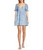 Color:Baby Blue - Image 1 - Baby Doll Floral Organza Dress