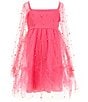 Color:Fuchsia - Image 1 - Big Girls 7-16 Blouson Sleeve Faux Pearl Embellished Babydoll Dress